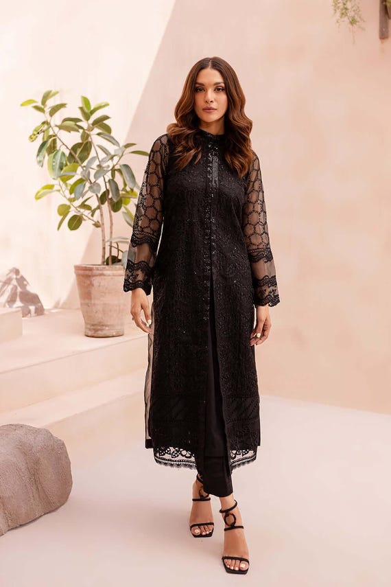 open lace back dress MS-1805 - Pakistani Party Wear