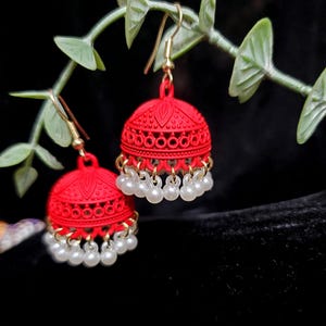 Handmade Colored Jhumka Earrings with Pearls | Indian & Pakistani Ethnic Jewelry | Gift for Her | FREE Valentines Gift Packaging Available