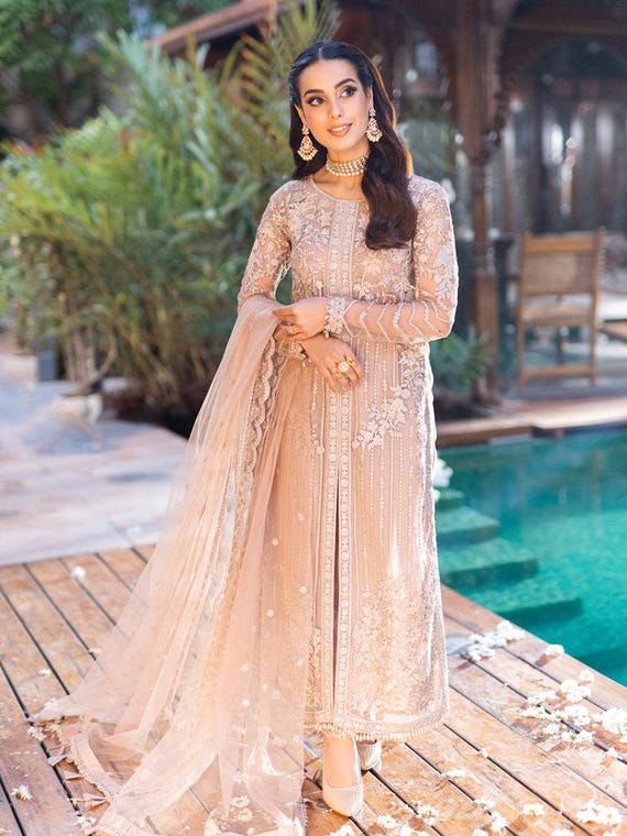 beige pakistani dress Beige 3 Piece Pakistani Suit