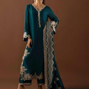 Embroidered Silk Suit | Pakistani Formal and Party Wear | Eid & Wedding Outfit | Pakistani Eid Suit | Pakistani Party Wear