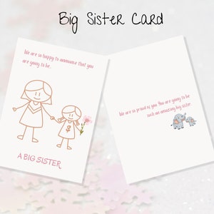 Babykarten Schwester | Schwester Karte | Geschwister Geschenk | Baby-Ankündigungskarten | Geschenk für Schwester | Digital Download Karten | Druckbare Karte