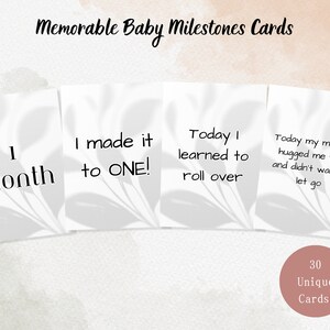 Carte Jalons bébé | Jalons mensuels pour bébé PDF | Jalons du développement du bébé | cadeau pour une nouvelle maman | Cadeau souvenir