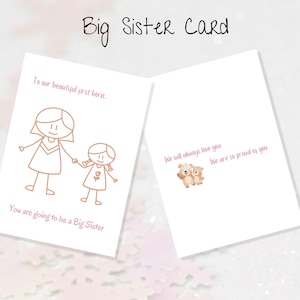 Baby Cards Big Sister / Big Sister Card / Regalo per fratelli / Biglietti di annuncio di nascita / Regalo per la sorella / Biglietti di download digitale / Biglietto stampabile