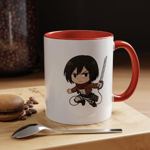 Attack On Titan Becher, Mikasa Becher, Mikasa Chibi Becher, Anime Becher, Anime Geschenk, Anime Merch, Chibi Anime Becher, Kawaii Becher, japanischer Becher