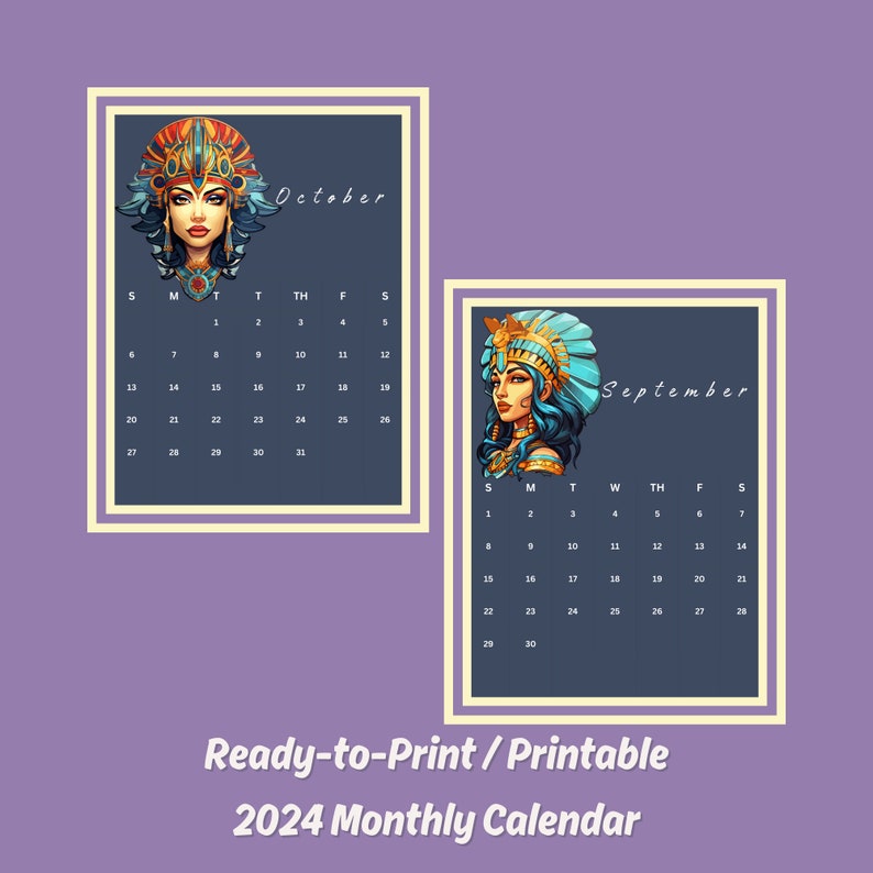 Printable 2024 Monthly Calendar Desk Wall Calendar Digital Download
