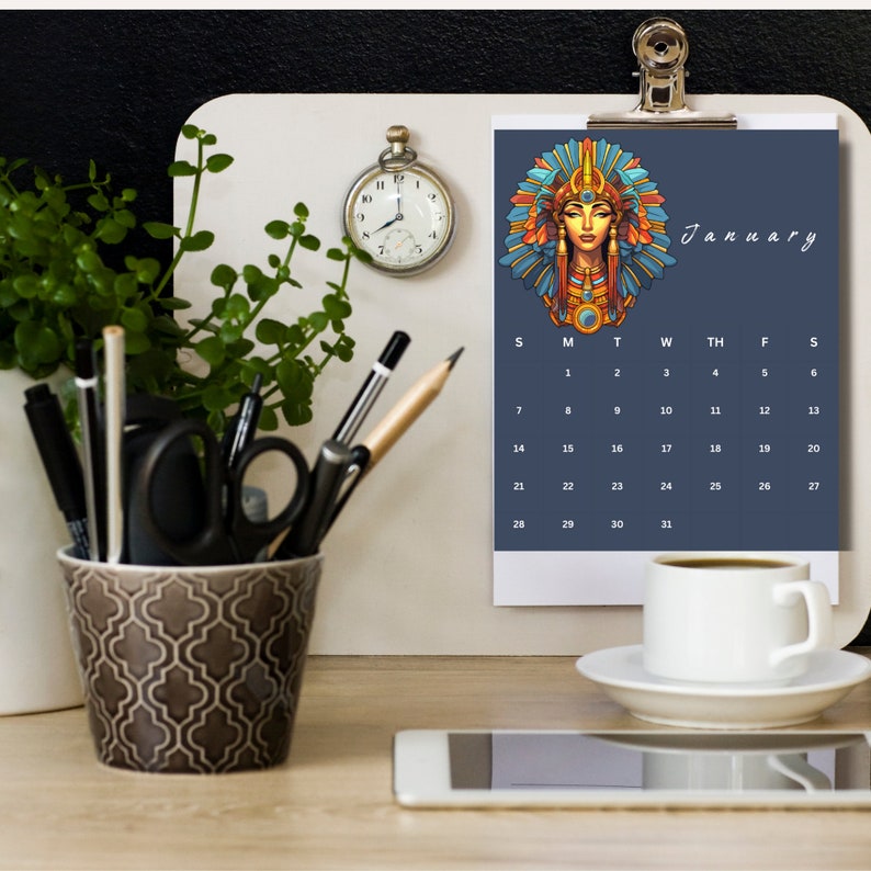 Printable 2024 Monthly Calendar Desk Wall Calendar Digital Download