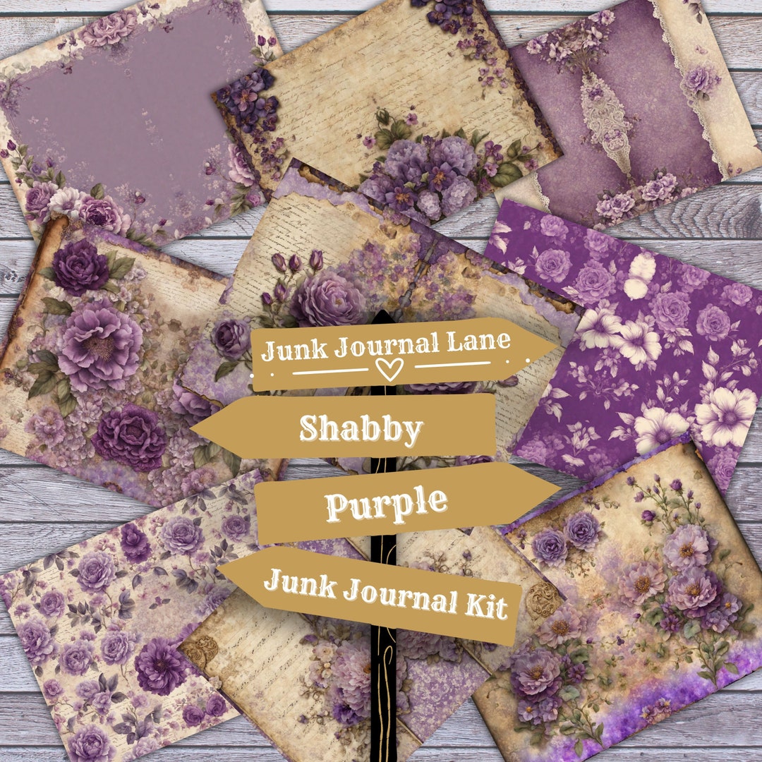 Purple Vintage Junk Journal Kit With Tags, Pockets, Labels DIY ...
