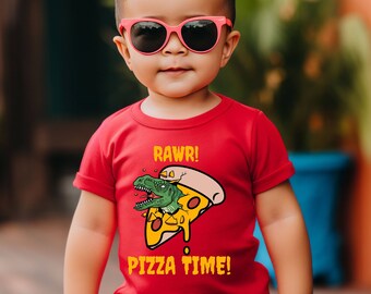 Toddler Tshirt Dinosaurs and Pizza gift, T-shirt Kids Dino and Pizza, Rawr! Dinosaur toddler tee, Tshirt Boys, T-shirt Kids, Gift for kids