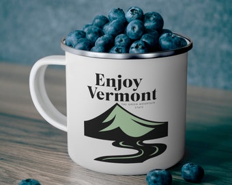 Vermont Camping Mug, Enjoy Vermont Camp Cup, Gift For Her, I Love VT, States gifts, Vermont Strong, outdoors gifts, gifts for him, camping