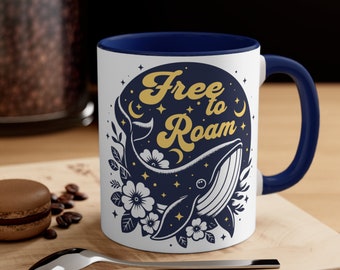 Free To Roam Whale Kaffeetasse, Kaffeetasse Whale Ocean Becher, CoffeeMug Ocean Liebhaber, Wal Geschenke, Geschenk für Mama, Akzent Kaffeetasse, 11 Unze