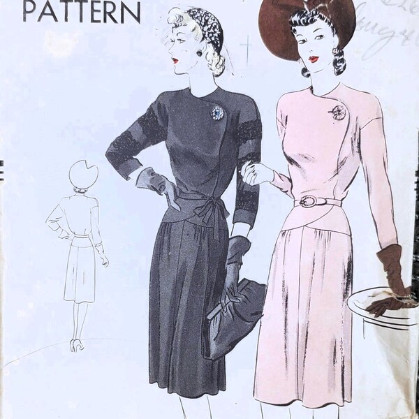 Vogue 9241, 1940s Dress Pattern; Size 14, Bust 32"; Vintage Paper Sewing Pattern.