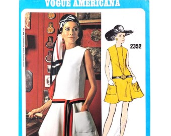 Patrón de costura vintage de los años 70, Vogue Americana 2352, vestido Chester Weinberg sin cortar, talla 8 B31.5