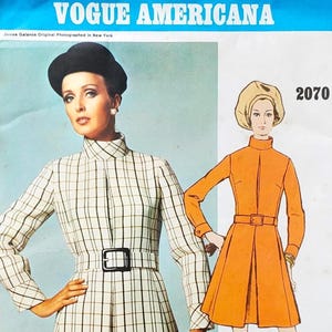 Patron de couture Vogue 2070 non-coupe Galanos robe taille 10 B32.5 vintage des années 1960 Vogue Americana