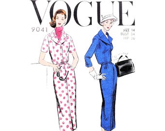 RARE Vogue 9041 UNCUT - Vintage 1950s Dress Sewing Pattern - Size 14 B34
