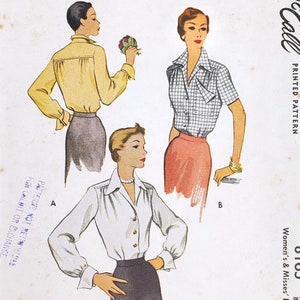 McCall 8165 Set of Blouses - Size 14, Bust 32 Vintage 1950s Sewing Pattern