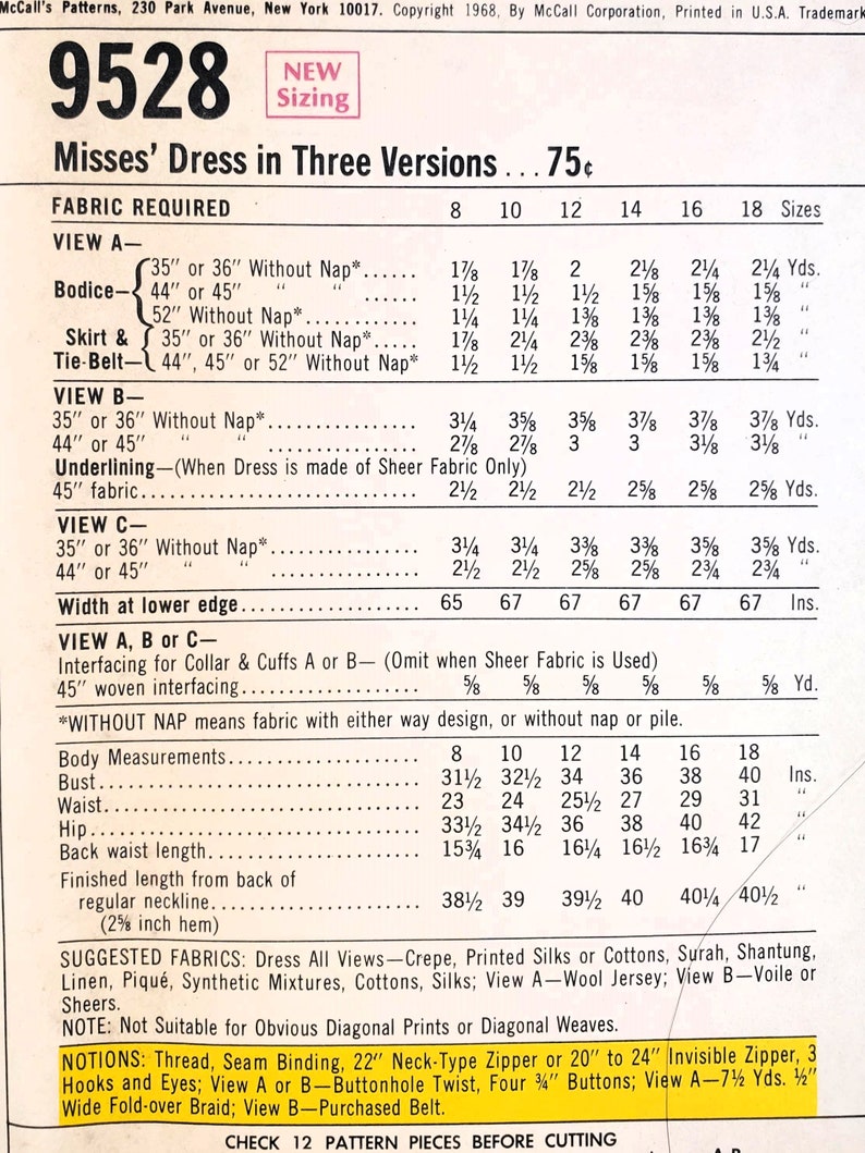 McCall's 9528 Dress in 3 Versions Size 10, Bust 32.5 ©1968 Vintage Sewing Pattern image 4