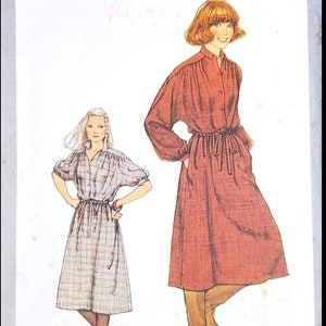 1970s Pullover Shirtdress, Drawstring Waist Size 10, Bust 32.5 ©1979 Simplicity 8675 Vintage Paper Sewing Pattern. image 1