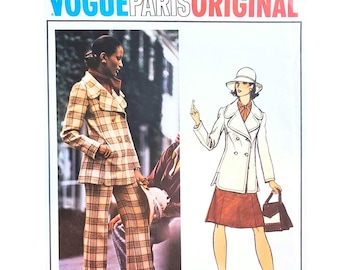 Vogue Paris Original Pierre Cardin 1970s Jacket Pants Skirt Pattern Rozmiar 8
