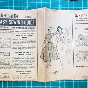 1950's Simplicity Shirtwaist Dress with Slim or Full Skirt Pattern - Bust 31.5