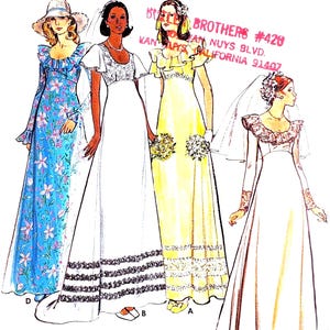 Vintage 1970s Wedding Bridesmaid Dress Size 8 B31.5 Butterick 3491 Sewing Pattern
