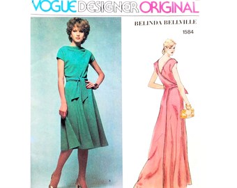 Vogue Designer 1584 UNCUT Belinda Bellville - Wrap Dress Size 8 B31.5 - Vintage 1970s Sewing Pattern