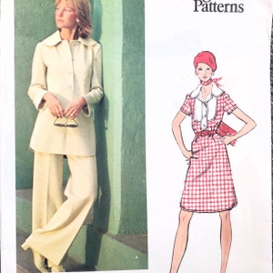 Vogue Paris Original, Dior Cute Dress, Tunic / Mini Dress, Wide Leg Pants Size 8 1970s Vintage Sewing Pattern. image 10