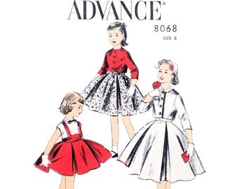 1950s Girls Skirt, Blouse & Jacket Sewing Pattern – Advance 8068 Size 8