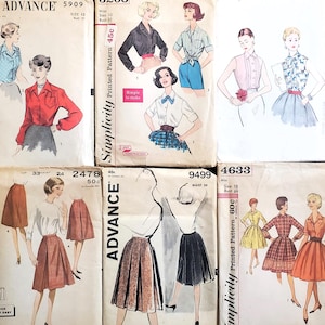 1950s Blouses Skirts Dresses - Simplicity McCall&#39;s Vintage Sewing Patterns