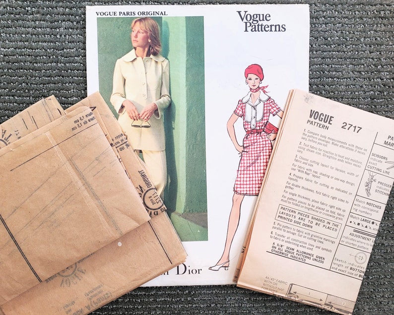 Vogue Paris Original, Dior Cute Dress, Tunic / Mini Dress, Wide Leg Pants Size 8 1970s Vintage Sewing Pattern. image 2