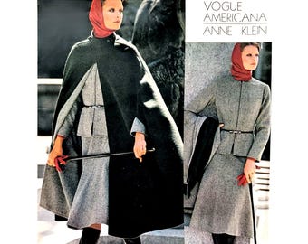 Patrón de costura vintage de Anne Klein Vogue 1160 de los años 70 SIN CORTAR - Capa, capucha, falda, pantalones, blusa, talla 14