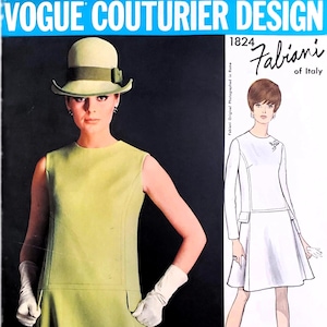 Vogue Couturier 1824 Fabiani Dress - Size 10 B31 Vintage 1960s Sewing Pattern