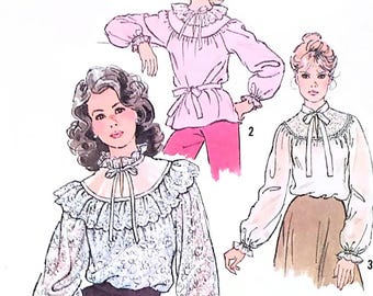 Vintage 1970s  Ruffled Blouse B36 Simplicity 8735 Sewing Pattern