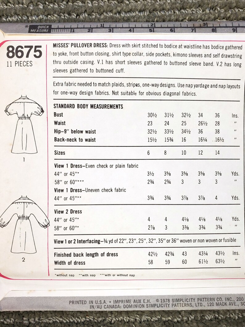 1970s Pullover Shirtdress, Drawstring Waist Size 10, Bust 32.5 ©1979 Simplicity 8675 Vintage Paper Sewing Pattern. image 5