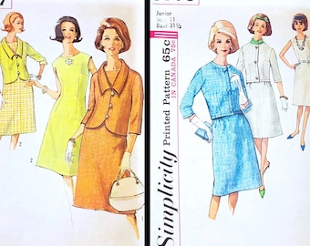 1960s Juniors' Dress & Jacket (2); Size 11, Bust 31.5"; ©1964 Simplicity 5827, 5779 Vintage Paper Sewing Patterns.