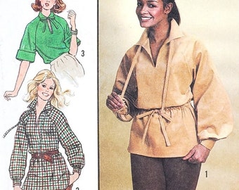 1970s  Tunic, Pullover Top; Size 16, Bust 38"; ©1978 Simplicity 8626 Vintage Paper Sewing Pattern
