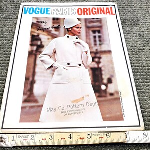 Vogue Paris Original 1596 UNCUT Jacques Griffe Rozmiar 10 B31 Sukienka i płaszcz - Wykrój do szycia w stylu vintage z lat 60. XX wieku zdjęcie 8