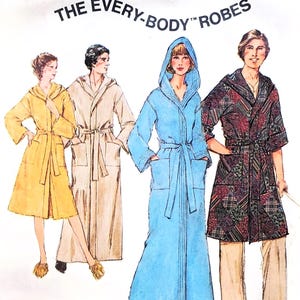 Simplicity 8275 Unisex Hooded Robe - Bust 32-34 - Vintage 1970s Sewing Pattern