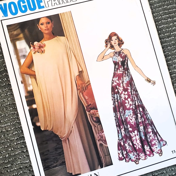 Vogue Paris Original, Lanvin - Goddess Gown with Draped Toga and Halter Neckline; Size 10, Bust 32.5; Vintage Sewing Pattern.