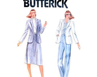 Butterick 3632 by Evan-Picone Size 14 B34 - Jacket Skirt Pants Suit - Vintage 1980s Sewing Pattern