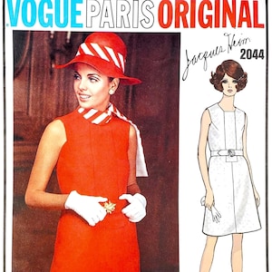 Vogue Paris Original 2044 UNCUT Jacques Heim Dress Size 12 B34 - Vintage 1960s Sewing Pattern