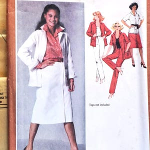 Simplicity 9313 Sz12 B34 Skirt Pants Jacket Suit Vintage 1970s 1980s Sewing Pattern