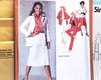 Simplicity 9313 Sz12 B34 Skirt Pants Jacket Suit Vintage 1970s 1980s Sewing Pattern