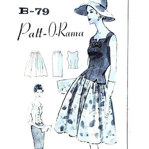 Sukienka dwuczęściowa Patt-O-Rama B-79 w stylu vintage z lat 50. XX wieku, rozmiar 11, B31.5, bez rękawów, dostępna na zamówienie – spódnica o kroju rozszerzanym lub zwężanym