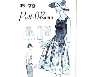 Vintage 1950s Patt-O-Rama B-79 Size 11 B31.5 Sleeveless Two-Piece Dress Mail Order Sewing Pattern - Full or Slim Skirt