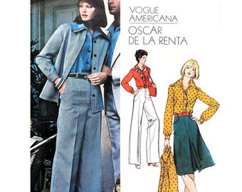 1970s Vogue Sewing Pattern: Oscar de la Renta Jacket, Pants, Skirt, Top (Size 14 B36)