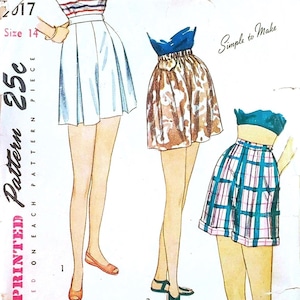 Conjunto de pantalones cortos vintage de los años 40, cintura 26, patrón de costura vintage Simplicity 2017 fácil de hacer