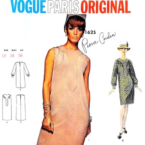Vogue Paris Original 1625 Pierre Cardin - rozmiar 14 B34 - wykrój na sukienkę vintage z lat 60.