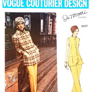 Vogue Couturier 2427 UNCUT Jo Mattli Size 10 B32.5 - Vintage 1970s Sewing Pattern Jacket Tunic Top Pants