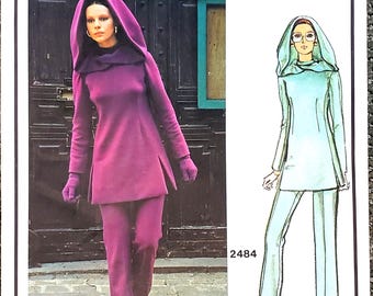 Vogue Paris Original 2484 UNCUT Givenchy Hood Tunic Pants Rozmiar 8 B31.5 - Wykrój do szycia w stylu vintage z lat 70.