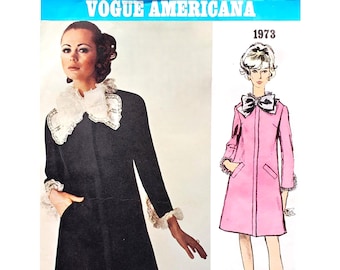 Vogue Americana 1973 Bill Blass Coat Dress Size 10 B32.5 - Vintage 1970s Sewing Pattern